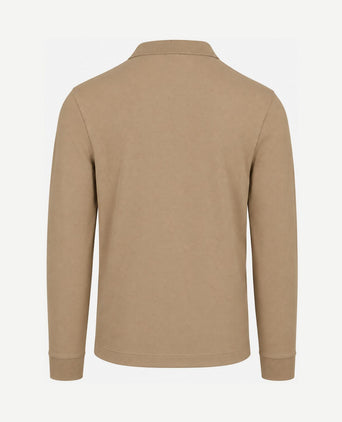 Longsleeve poloshirt piqué beige