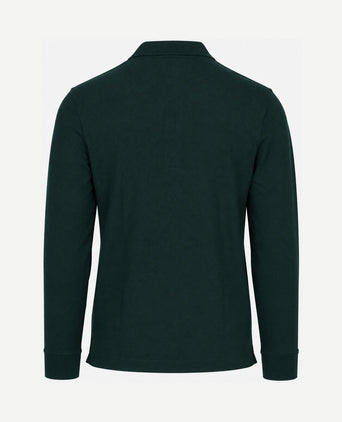 Longsleeve poloshirt piqué donkergroen