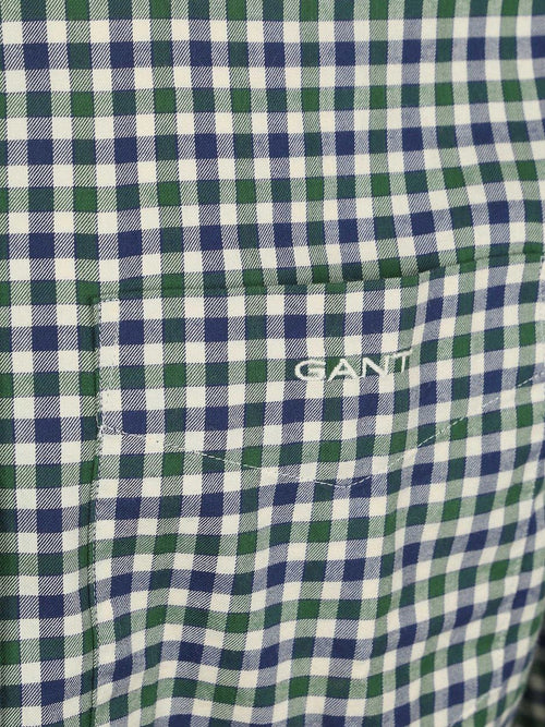 Gant casual overhemd twill ruit groen | Regular-fit