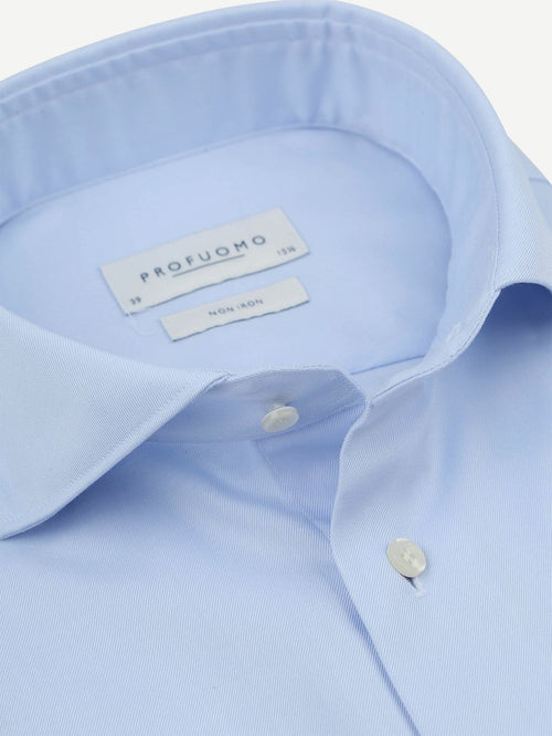 Twill overhemd extra lange mouwen lichtblauw