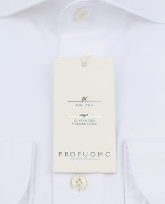 Profuomo twill overhemd extra lange mouwen wit | Slim-fit