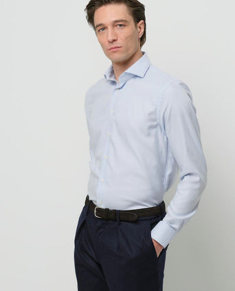 Profuomo basketweave overhemd lichtblauw | Slim-fit