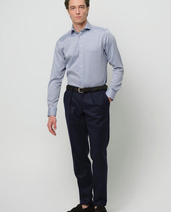 Profuomo basketweave overhemd blauw | Slim-fit