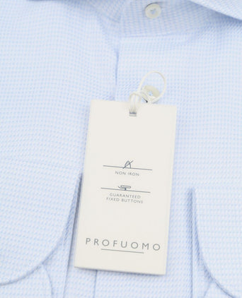 Profuomo dobby mouliné overhemd print lichtblauw | Slim-fit