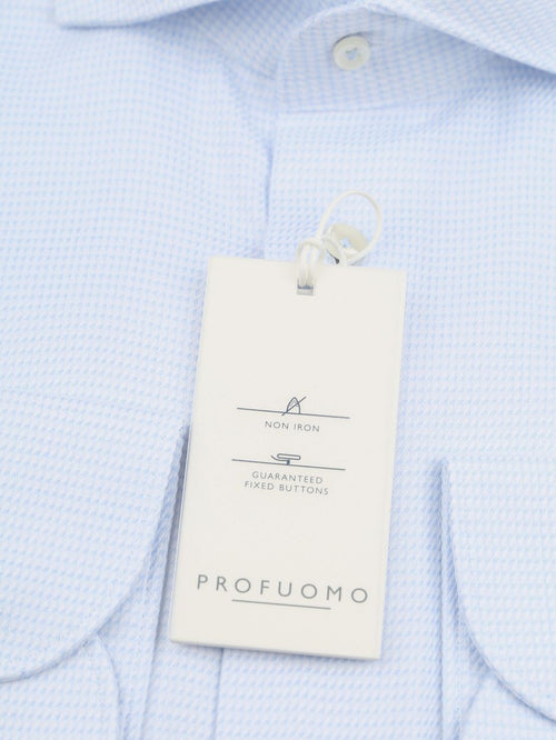 Profuomo dobby mouliné overhemd print lichtblauw | Slim-fit
