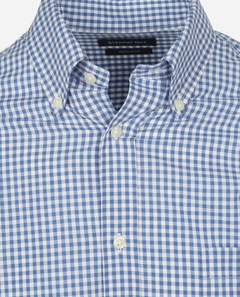 Steppin' Out poplin overhemd ruit lichtblauw | Regular-fit
