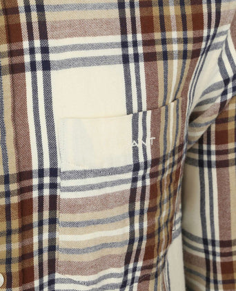 Gant overhemd flanel ruit ecru | Regular-fit