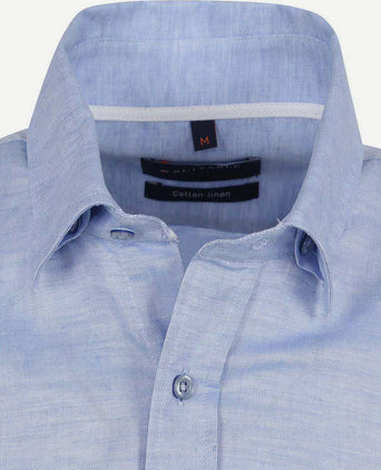 Short sleeve overhemd linnen lichtblauw