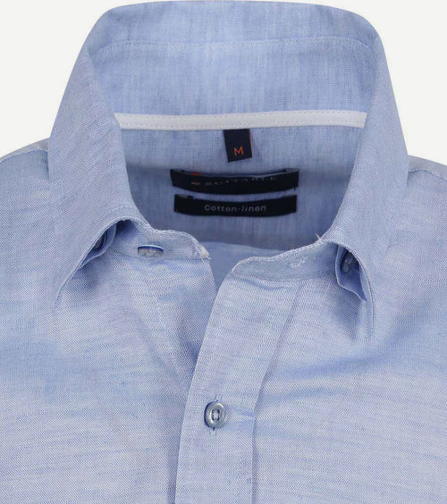 Short sleeve overhemd linnen lichtblauw