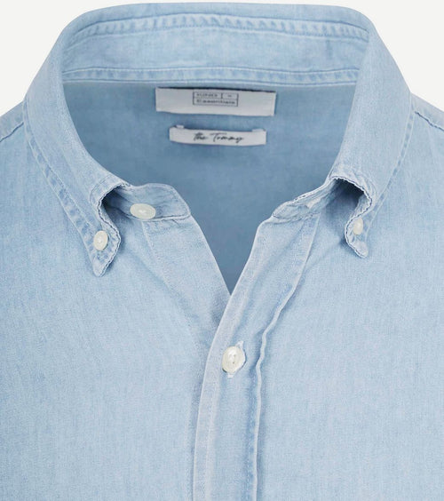 The tommy denim overhemd chambray lichtblauw