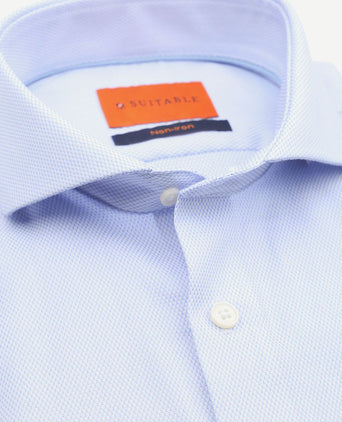 Suitable overhemd jacquard luxe lichtblauw | Slim-fit