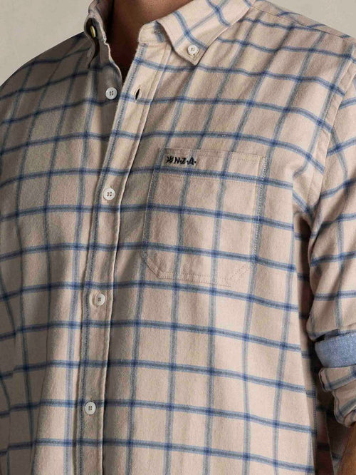 NZA shirt armando flanel ruit beige | Regular-fit