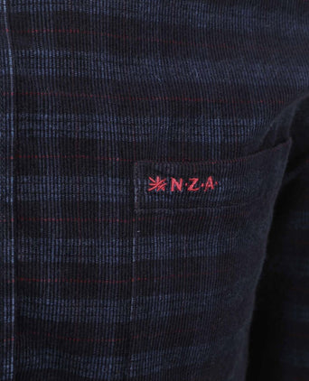 NZA shirt kauri corduroy ruit donkerblauw | Regular-fit