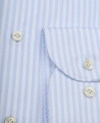 Twill overhemd strepen lichtblauw