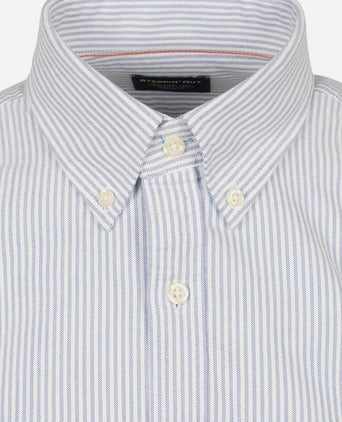 Short sleeve overhemd Oxford yale streep lichtblauw