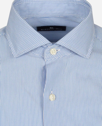 Overhemd twill streep lichtblauw