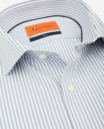 Twill overhemd streep blauw