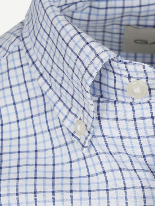 Casual overhemd poplin ruit blauw