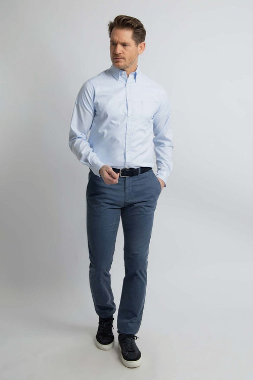 Overhemd twill lichtblauw