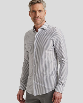 Vanguard overhemd elevated knit streep blauw | Regular-fit