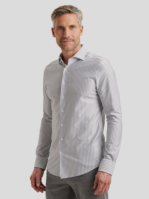 Vanguard overhemd elevated knit streep blauw | Regular-fit