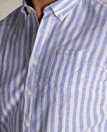 Shirt picton linnen blend streep blauw