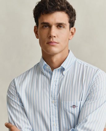 Overhemd stripe poplin classic blauw