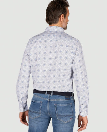 Overhemd karson linnen blend blauw