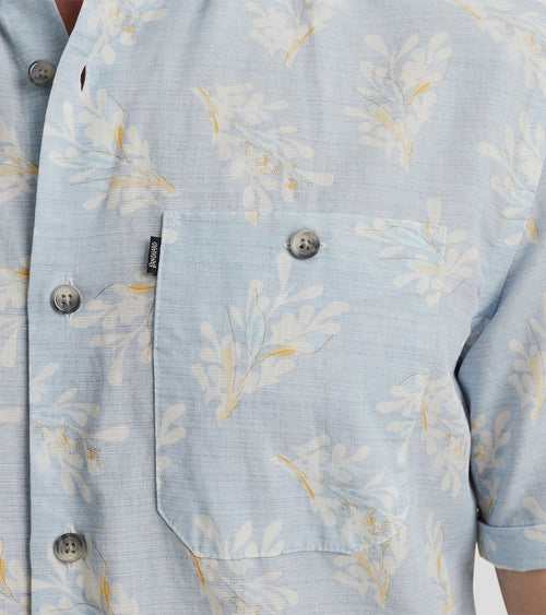 Short sleeve overhemd linnen lichtblauw