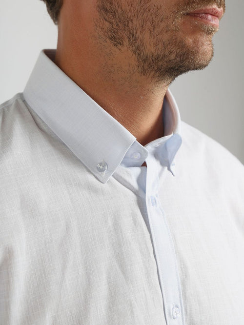 Overhemd cotton slub lichtblauw