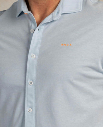 Overhemd short sleeve piqué sky blauw