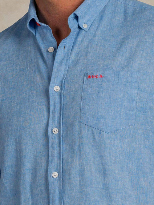 Shirt linnen blend sailing blauw