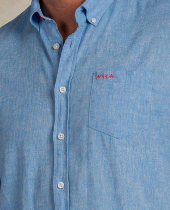 Shirt linnen blend sailing blauw
