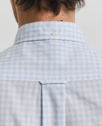 Overhemd gingham poplin college lichtblauw