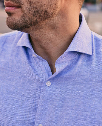 Overhemd linnen mid blue