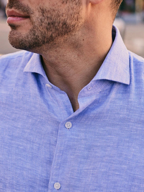 Overhemd linnen mid blue