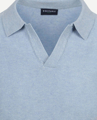 Knitted polo riva harring lichtblauw