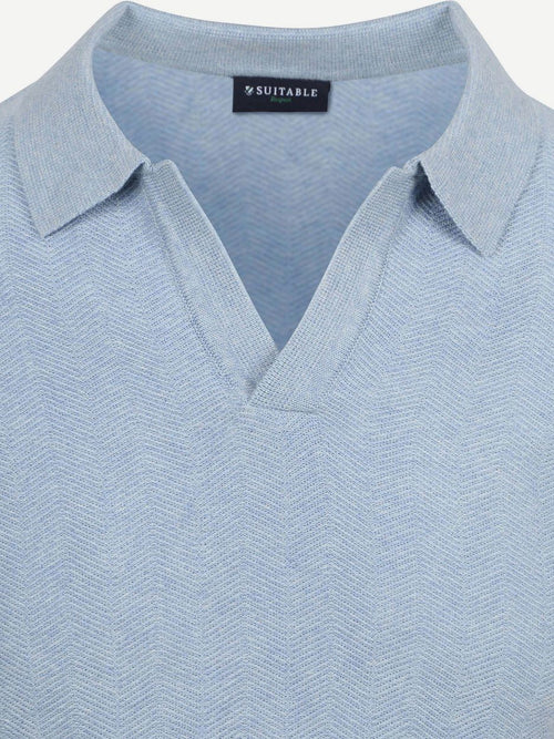 Knitted polo riva harring lichtblauw