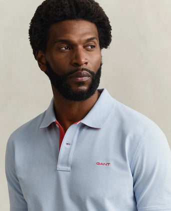 Contrast piqué poloshirt fresh blauw