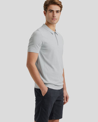 Poloshirt half-zip lichtblauw