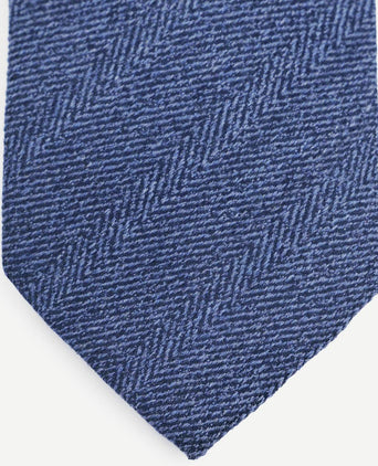 Stropdas wol/zijde visgraat indigo
