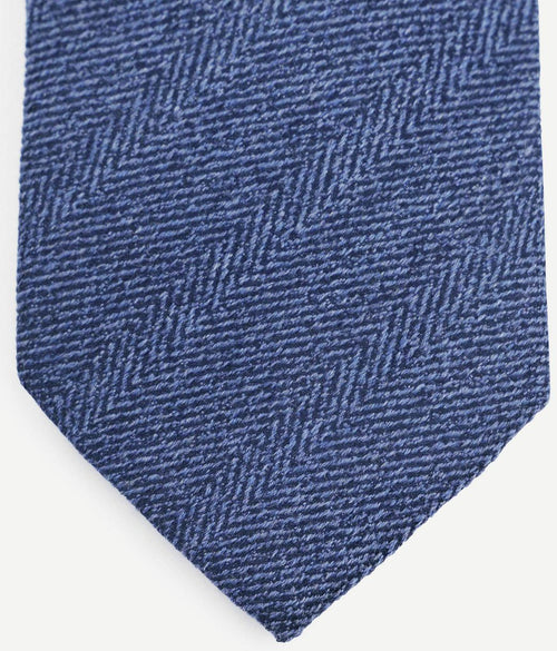 Stropdas wol/zijde visgraat indigo