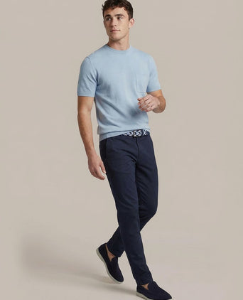 Knitted t-shirt pocket compact lichtblauw
