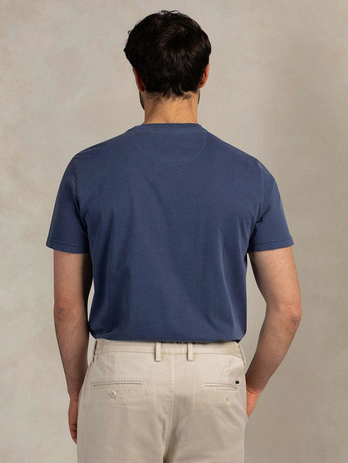 T-shirt faded logo donkerblauw