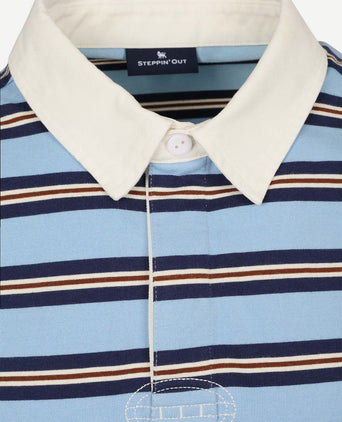 Rugby polo streep blauw
