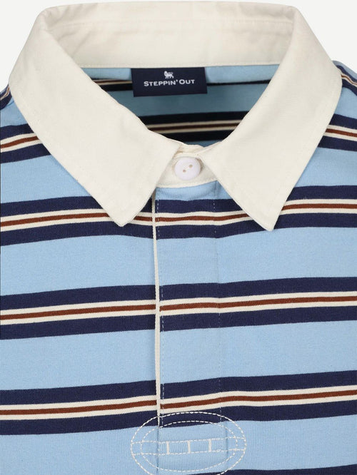 Rugby polo streep blauw