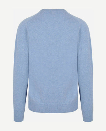 William Lockie v-hals lamswol lichtblauw | Regular-fit