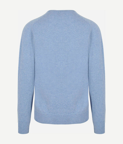 William Lockie v-hals lamswol lichtblauw | Regular-fit