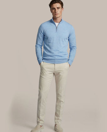 Crew zip merino lichtblauw