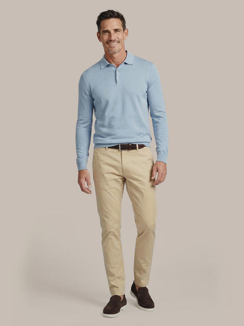Compact cotton poloshirt staal blauw